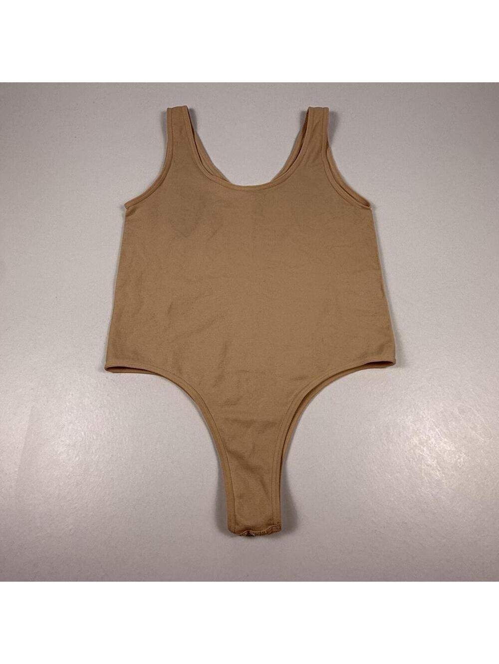 Yelete tan nylon & spandex bodysuit